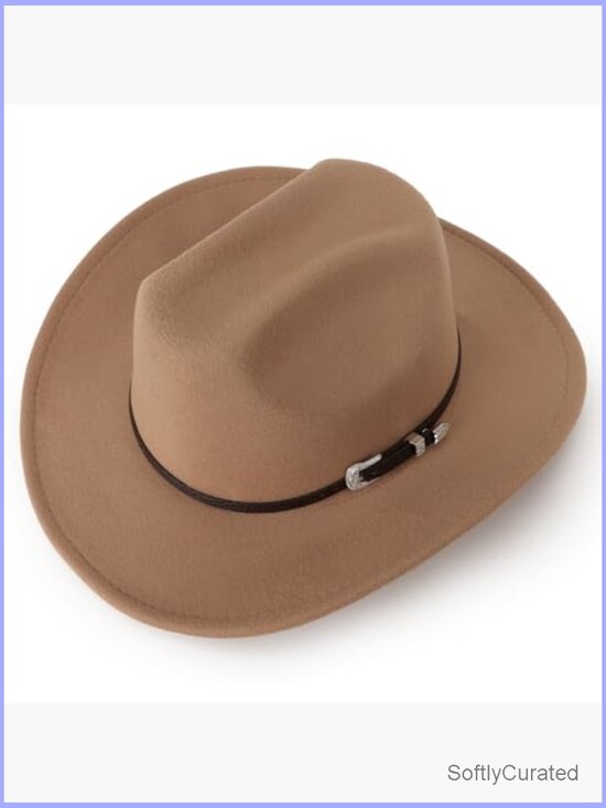 Glitter Cowboy Hat Rhinestone Western Cowgirl Wide Brim Felt Fedora Rolled Up